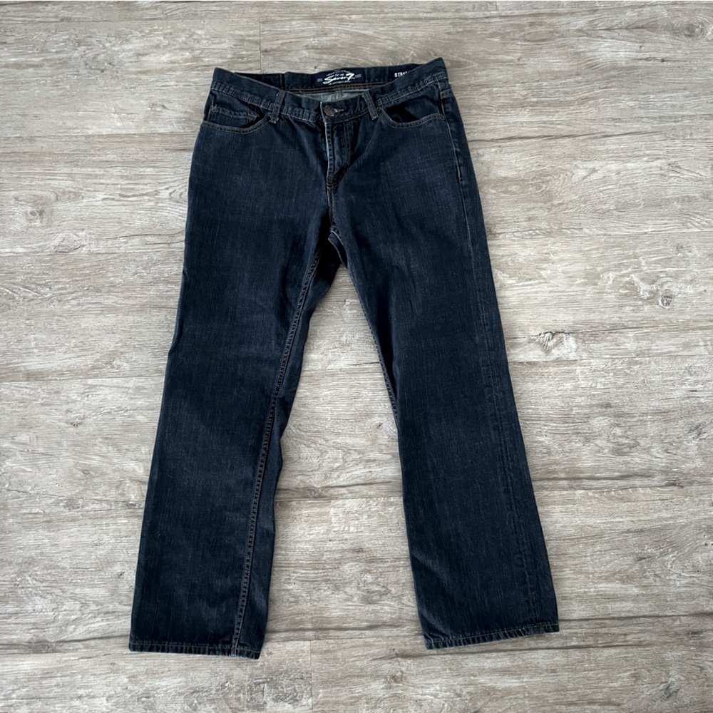 Seven7 | Men’s Straight Leg Dark Wash Blue Jean Denim, Size 34 x 32